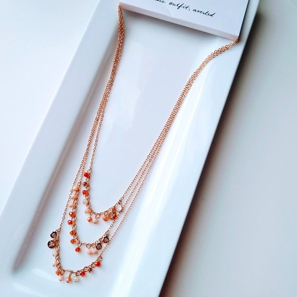 LOFT LAYERED BEADED DROP NECKLACE - Picture 2 of 7